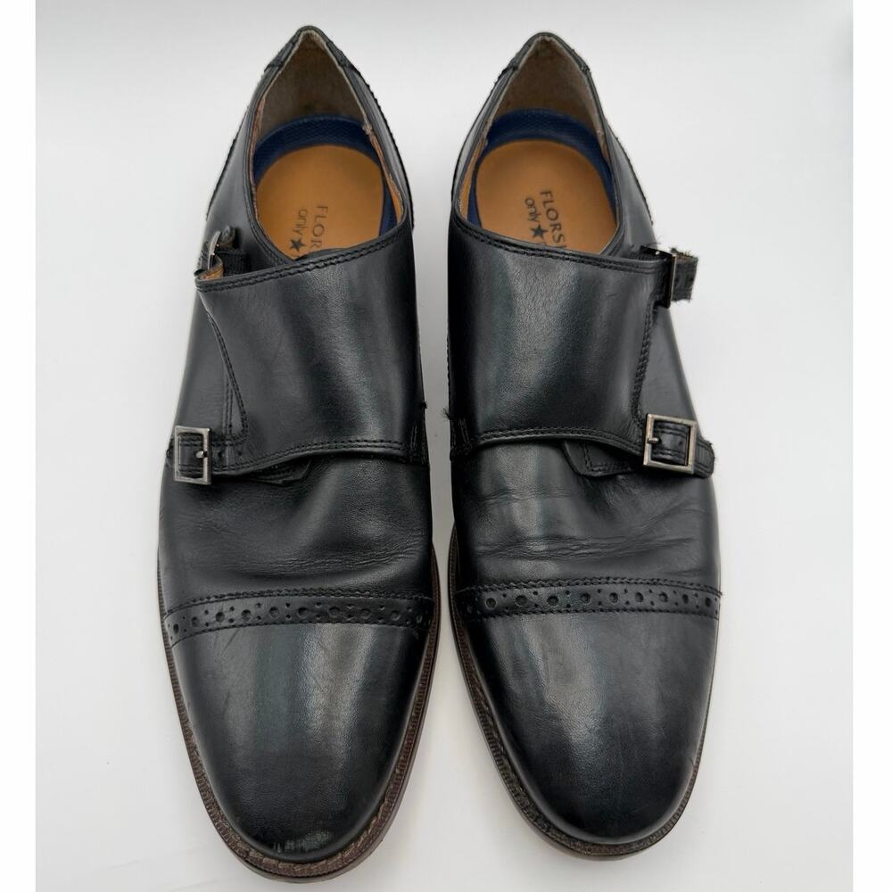 Florsheim Mens Black Double Monk Strap Cap Toe Dress Shoes Leather 10 D